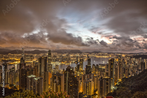 Sunrise view at Victoria Peak in Hong Kong