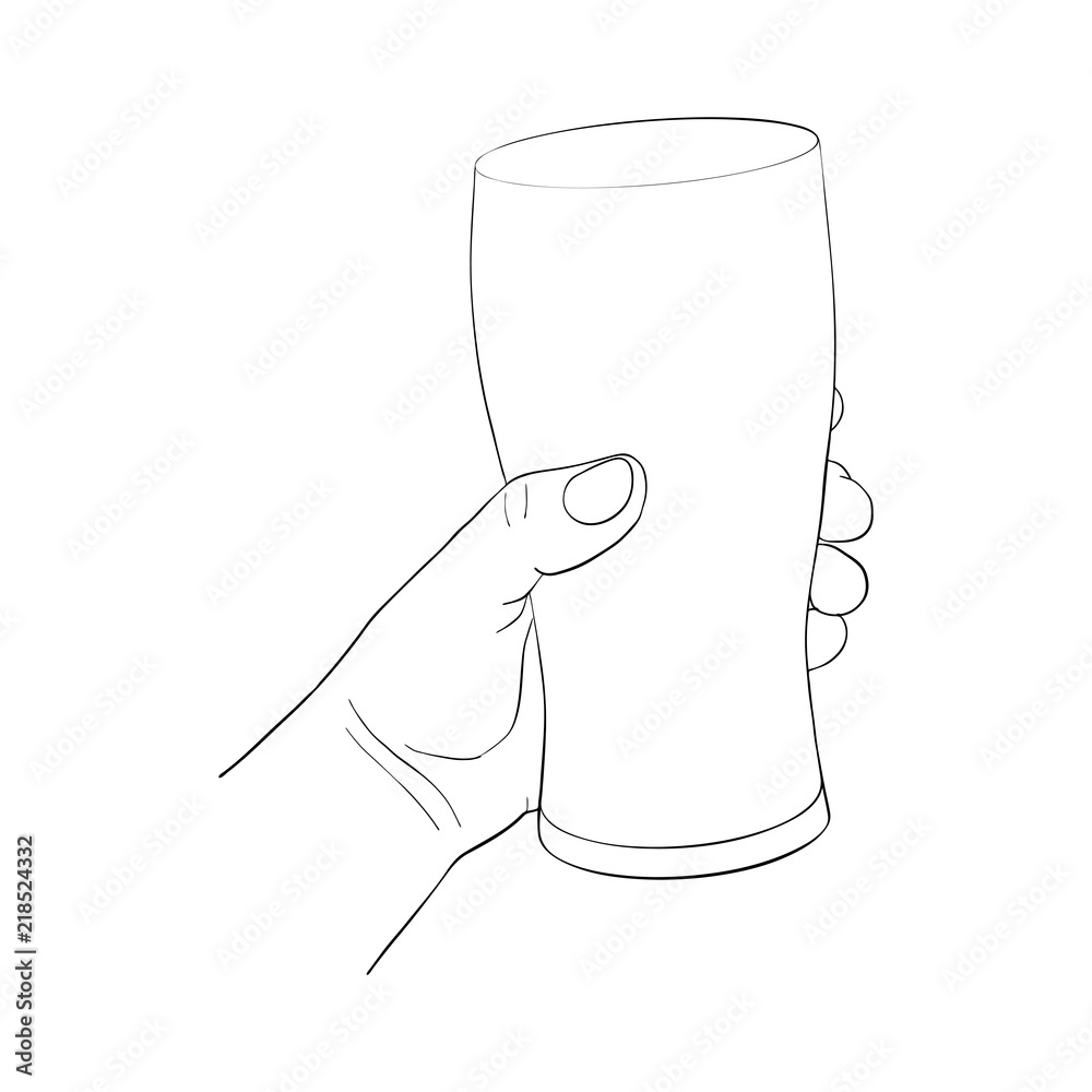 hand with glass for beer hand with glass for beer