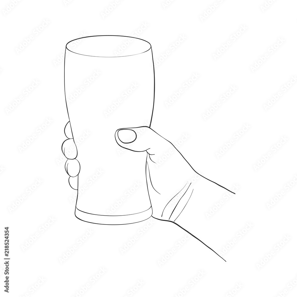 hand with glass for beer hand with glass for beer