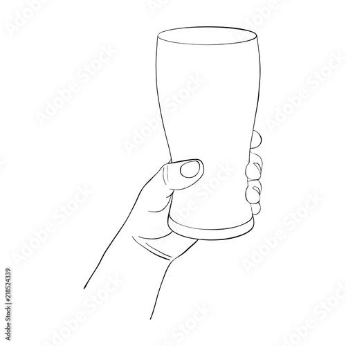 hand with glass for beer