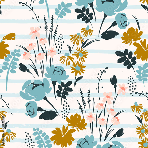 Fototapeta Naklejka Na Ścianę i Meble -  Floral abstract seamless pattern. Vector design for different surfases.