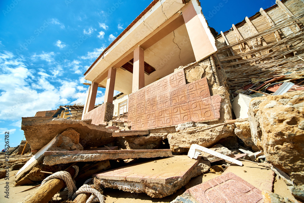 Fototapeta premium Damaged beach houses. Spain