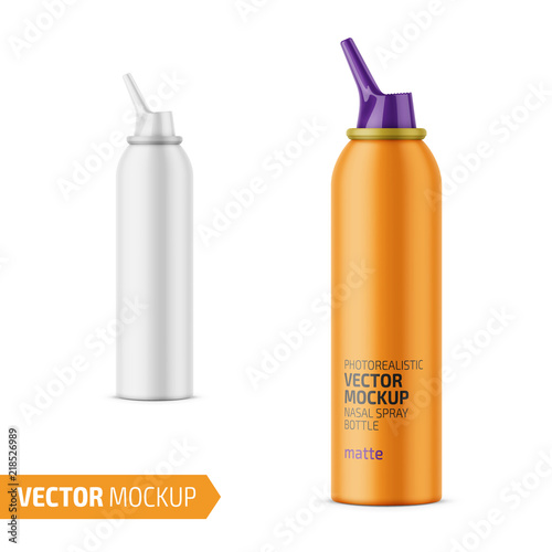 Matte aluminum nasal spray bottle with label.