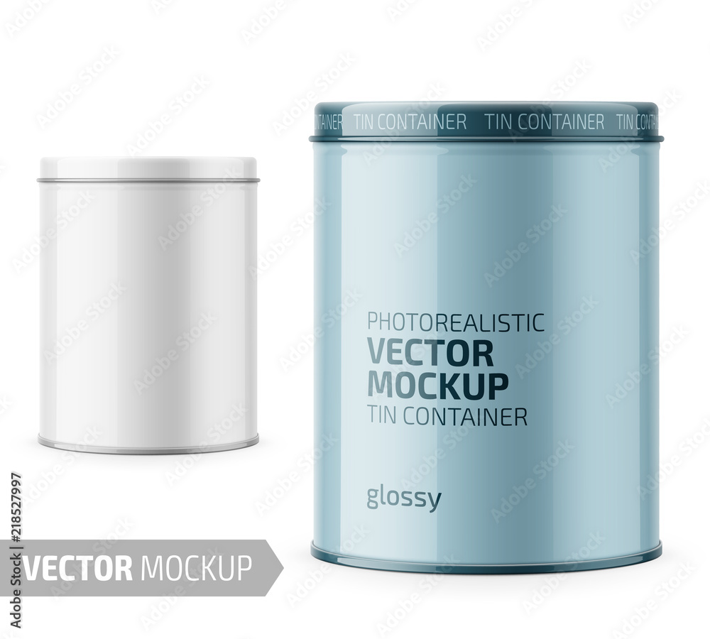 Round glossy tin can template with sample design. Round glossy tin can template with sample design.
