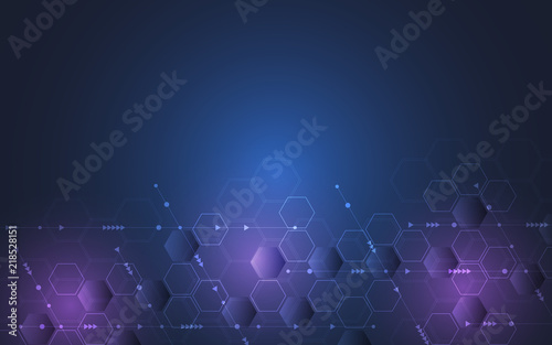 Fototapeta Naklejka Na Ścianę i Meble -  Digital technology background. Abstract illustration from hexagon elements for conceptual design.