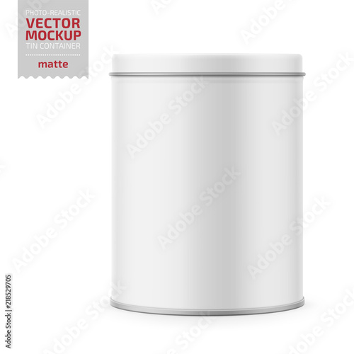 Round matte tin can with lid mockup.