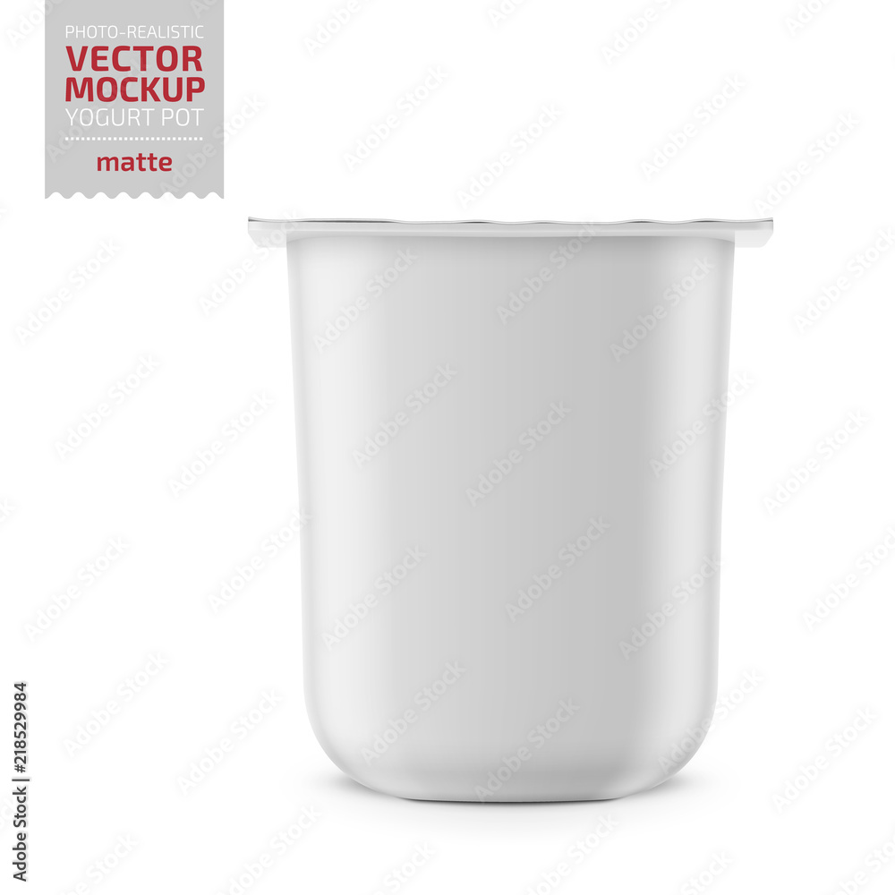 White yogurt pot with foil cover mockup. White yogurt pot with foil cover mockup.