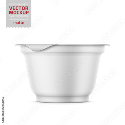 White yogurt pot with foil cover mockup.