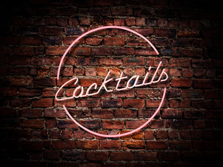 Sierkussen Bar Roze neonbord met cocktailglas  © Mr Doomits