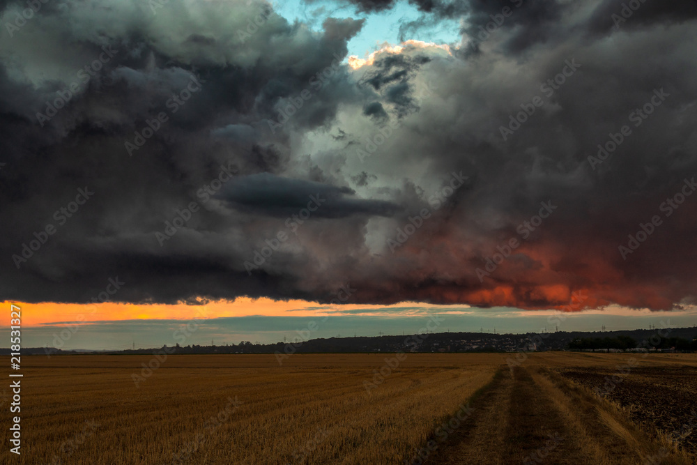 Dramatic thundercloud over a wheat field Dramatic thundercloud over a wheat field