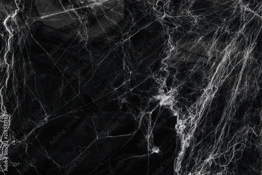 Obraz premium Spider web over black background. Halloween concept.