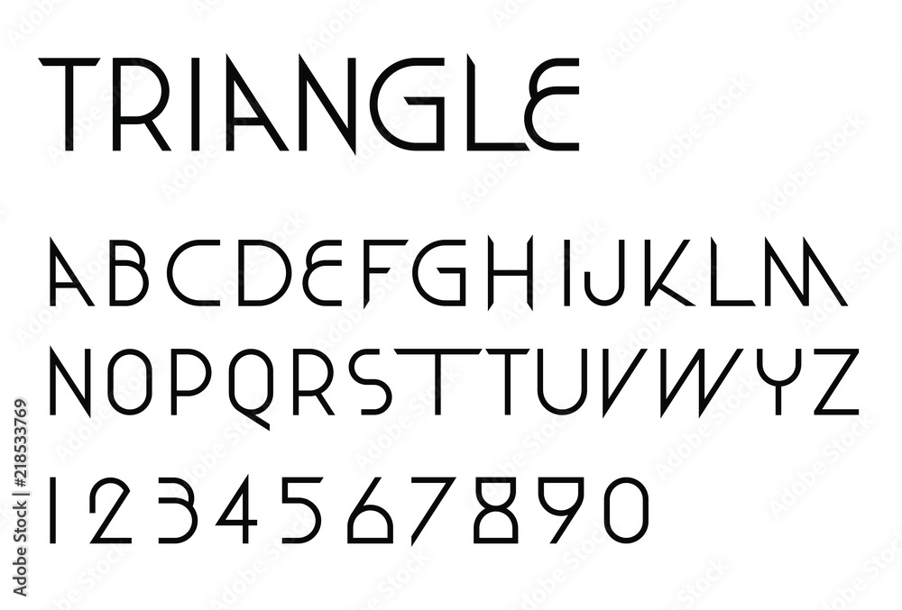 Triangular thin line font vector; Geometric letters and numbers Triangular thin line font vector; Geometric letters and numbers