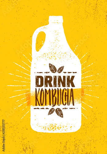 Kombucha Tea Brewery Natural Healthy Soft Drink Illustration Concept. Bio Raw Nutrition Food Vector Illustration
