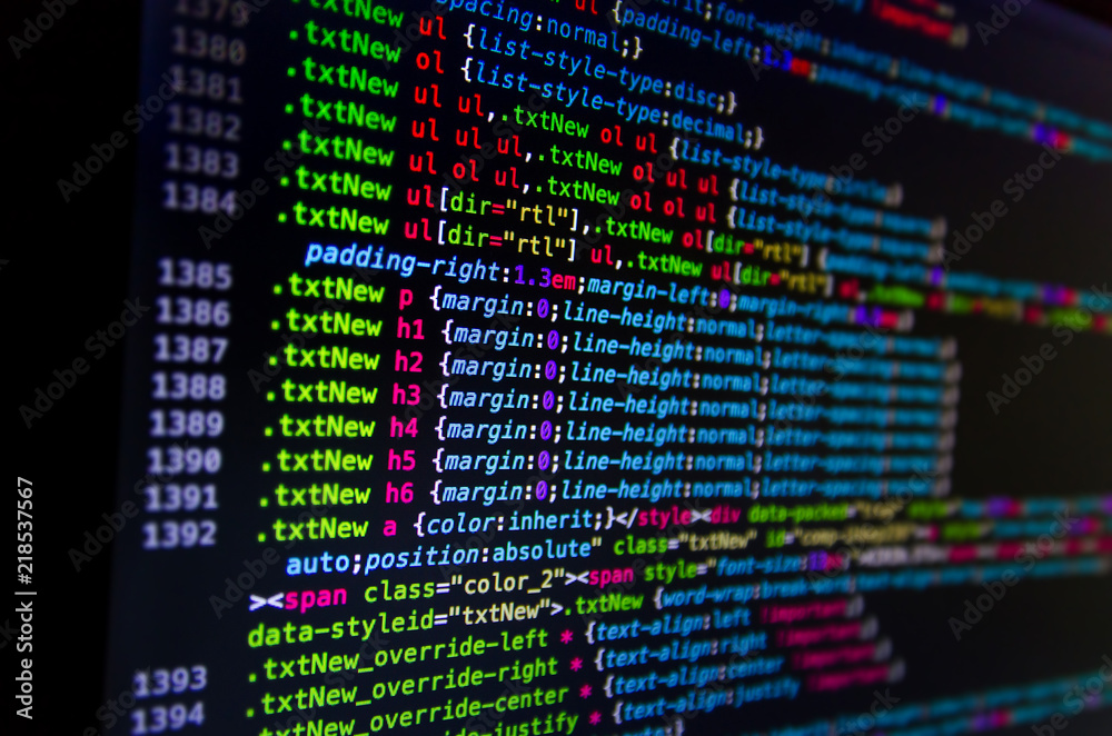 Desktop source code and Wallpaper by Computer language with coding and  programming. Stock Photo | Adobe Stock