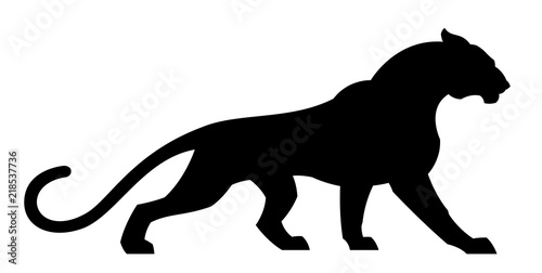 Black cougar on a white background