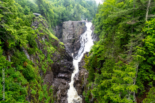 QUEBEC CITY, QUEBEC / CANADA - JULY 14 2018: Canyon Ste-Anne at rainy day