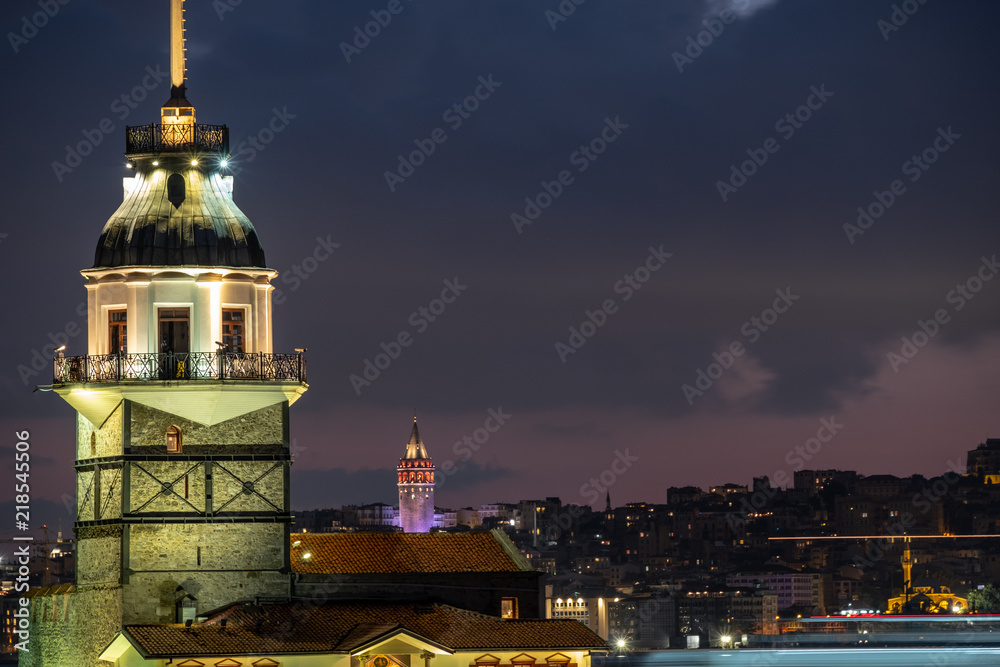Panoramic view of Maiden's Tower Turkey - Middle East, Istanbul, Long Exposure Panoramic view of Maiden's Tower Turkey - Middle East, Istanbul, Long Exposure