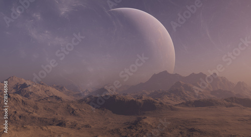 Fototapeta Naklejka Na Ścianę i Meble -  3d rendered Space Art: Alien Planet - A Fantasy Landscape