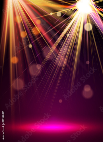 Flash Spotlights With stage, dust and light.