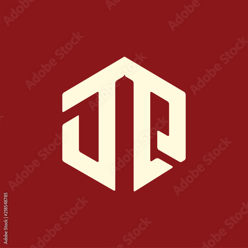 D Q Initial letter hexagonal logo vector