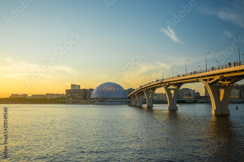Fototapeta Naklejka Na Ścianę i Meble -  The Yacht Bridge and the water park  in St. Petersburg. Russia