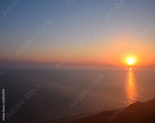 Dawn over the sea. Sea of Azov. Morning mist over the shore. Sunrise © eleonimages