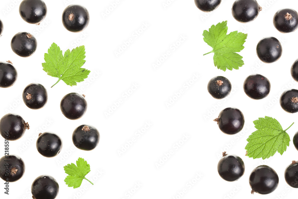 black currant isolated on white background with copy space for your text. Top view. Flat lay pattern black currant isolated on white background with copy space for your text. Top view. Flat lay pattern
