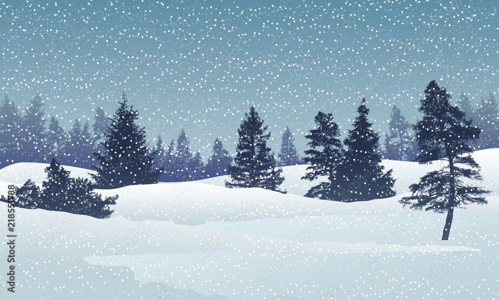 Fototapeta Holiday winter landscape background