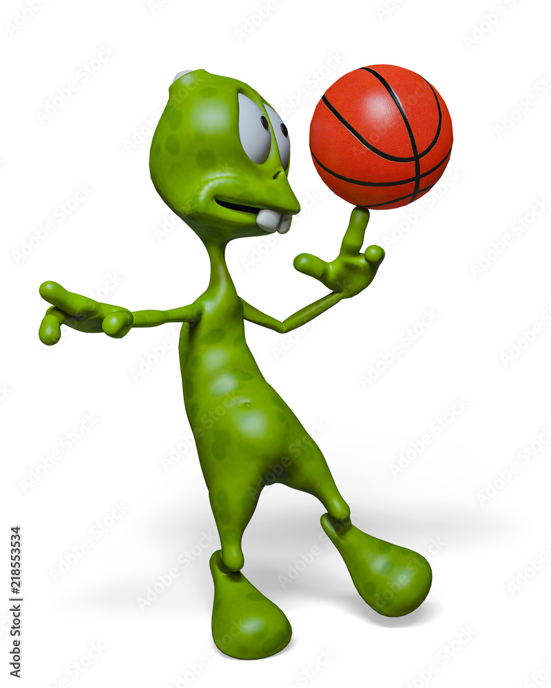 green alien playing basketball Stock Illustration | Adobe Stock
