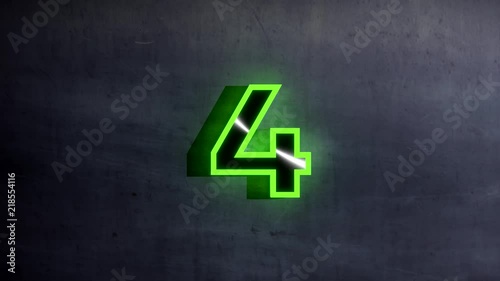 Green Number Four - Animation - 3d Rendering