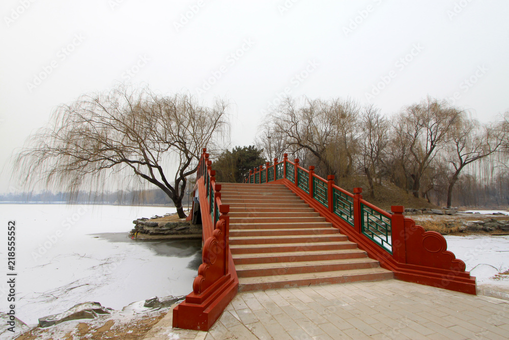 bridge architecture scenery on the Old summer palace ruins park, Beijing, China bridge architecture scenery on the Old summer palace ruins park, Beijing, China