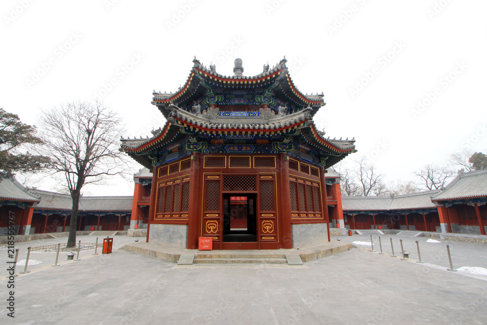 Fototapeta premium Manjusri Pavilion in the Zhengjue Temple in Old summer palace ruins park, Beijing, China