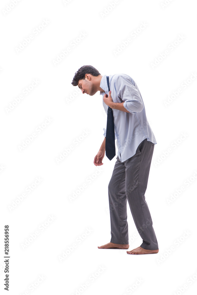 Barefooted businessman isolated on white background Barefooted businessman isolated on white background