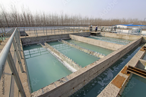 Sewage treatment plant closeup in an industrial enterprise