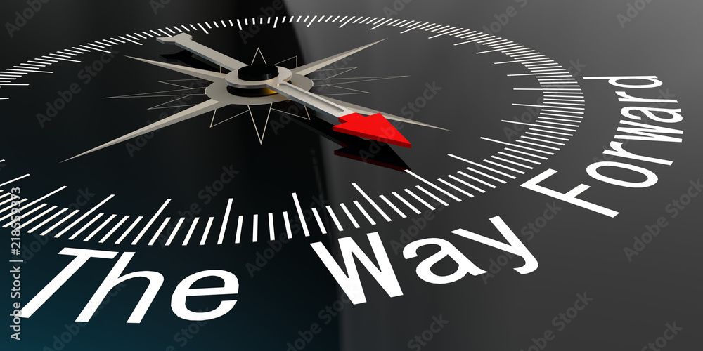 Compass with the way forward word Compass with the way forward word