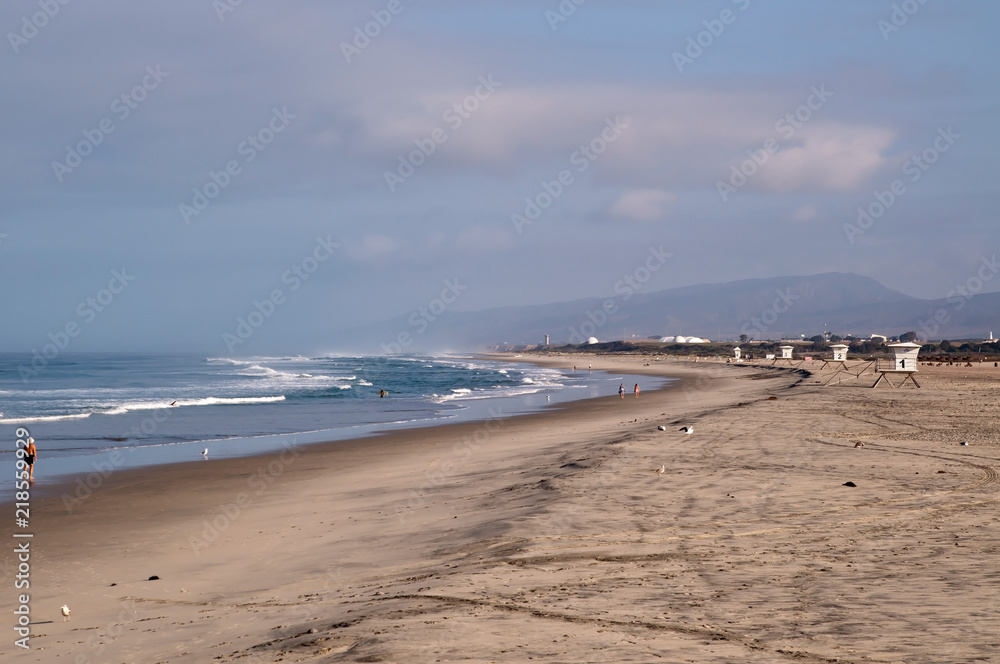 The Pacific ocean beach at Camp Pendelton South near Oceanside, California, USA in summertime