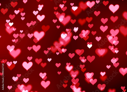 Obraz na płótnie Blurred background bokeh red hearts, Valentine's day w salonie