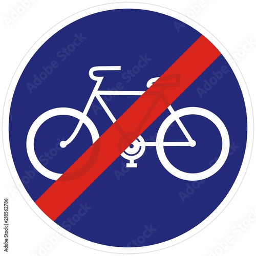 Road sign for end of bicycle lane,  vector icon