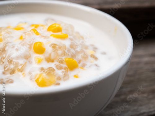 Thai dessert, tapioca pearls in coconut milk