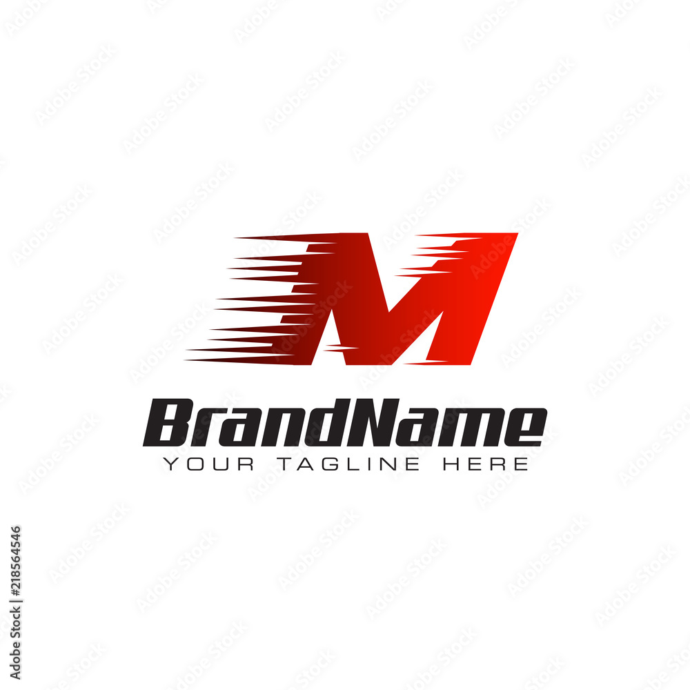 Fototapeta premium Letter Initial M Speed Logo Design Template