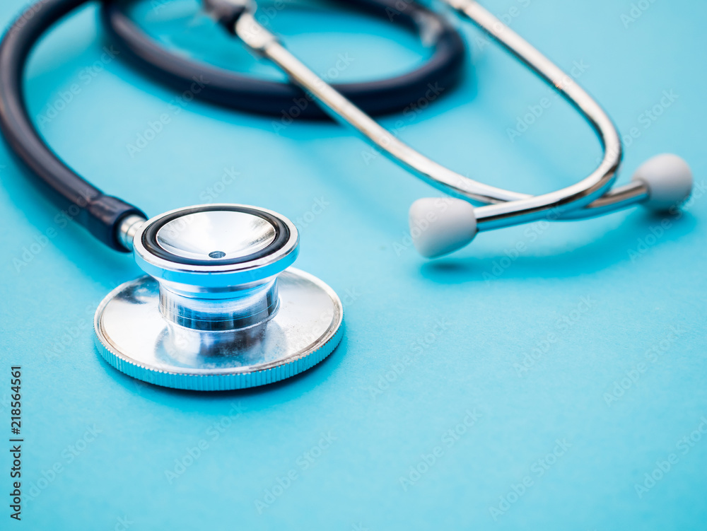 stethoscope on blue background copy space stethoscope on blue background copy space