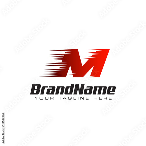 Letter Initial M Speed Logo Design Template