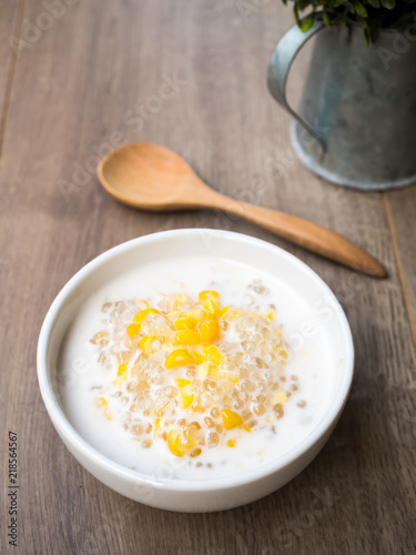Thai dessert, tapioca pearls in coconut milk