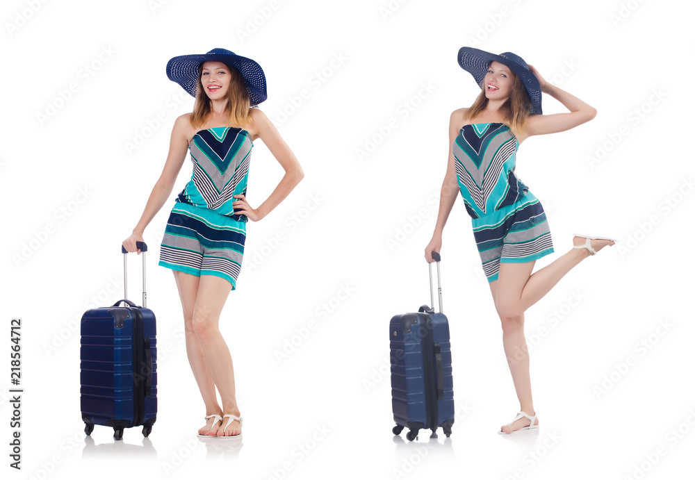 Woman going to summer vacation isolated on white Woman going to summer vacation isolated on white