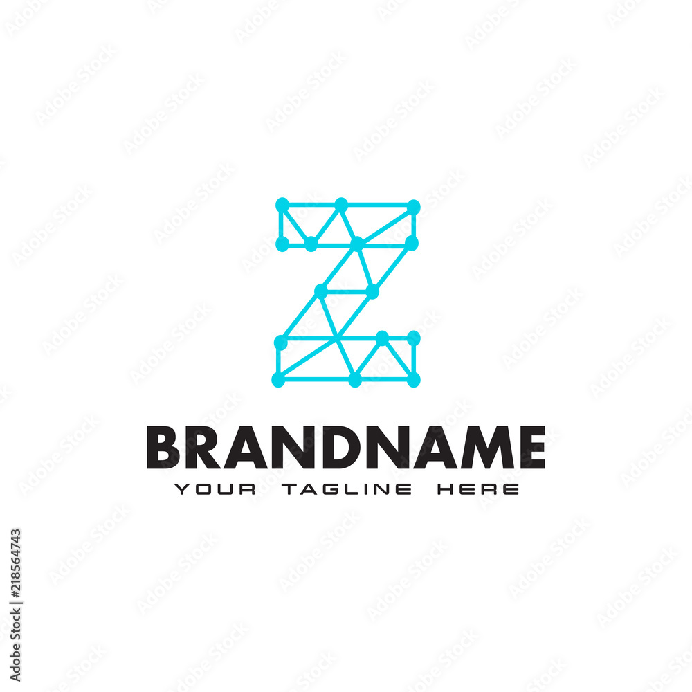 Fototapeta premium Letter Z dot network connection logo Design Template