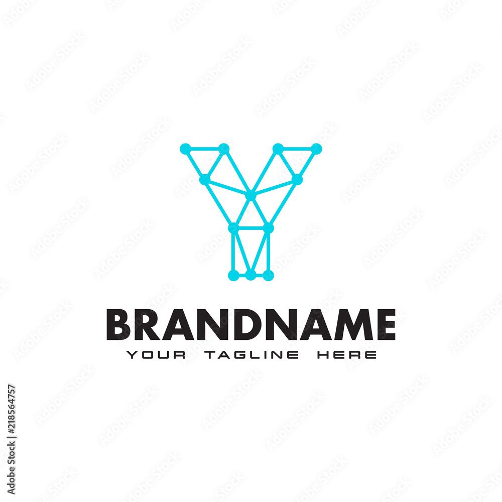 Letter Y dot network connection logo Design Template Letter Y dot network connection logo Design Template