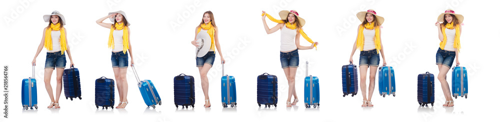 Woman going to summer vacation isolated on white Woman going to summer vacation isolated on white