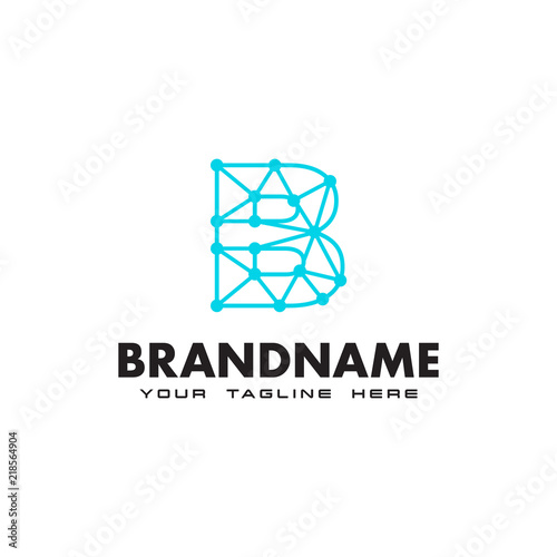 Letter B dot network connection logo Design Template