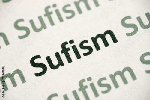 word Sufism printed on paper macro