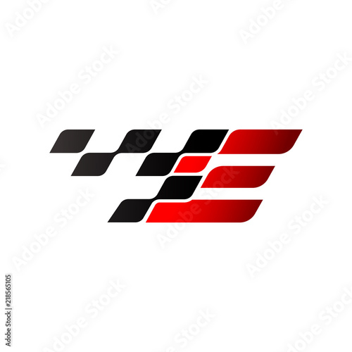 Letter E with racing flag logo